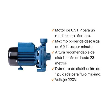 Electrobomba Centrífuga Werken 0.5 HP 90L/min Aluminio - Imagen 2